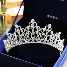 HIMSTORY New Luxury AAA Cubic Zirconia Wedding Tiara Crown Clear CZ Heart Shape Princess Bridal Crown Brides Hair Jewelries HIMSTORY New Luxury AAA Cubic Zirconia Wedding Tiara Crown Clear CZ Heart Shape Princess Bridal Crown Brides Hair Jewelries