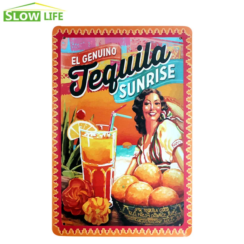The Genuine Tequila Vintage Home Decor Tin Sign Metal Plate Bar
