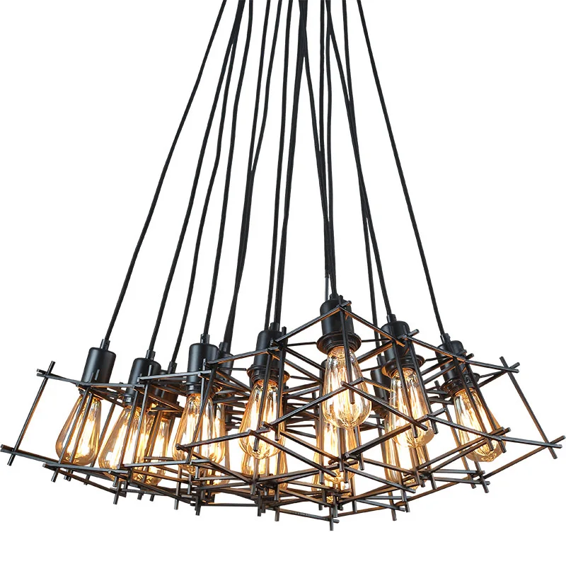 Nordic Loft Vintage pendant light for living room Iron lighting Edison industrial decor cage lamp hanging kitchen fixtures | Лампы и