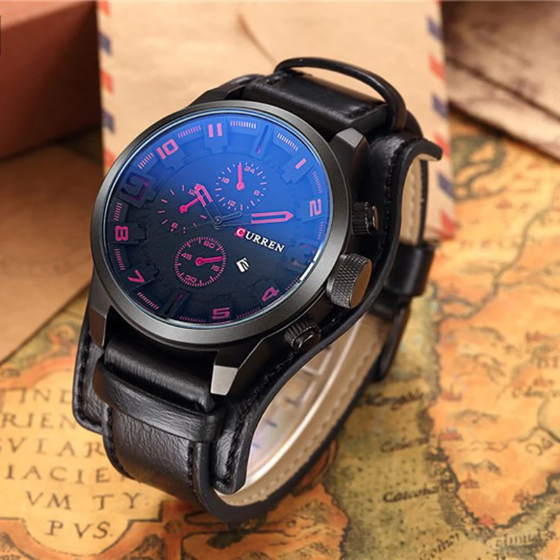 Модные мужские часы с датой из нержавеющей стали, кожаные Роскошные Аналоговые Кварцевые Спортивные наручные часы gai
