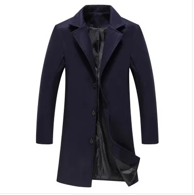 

2018Autumn Winter New Men's Fashion Long Woolen Coat Slim Casual Large Size Men's Coat Shirt Woolen Coat Mens Long Trench Coat