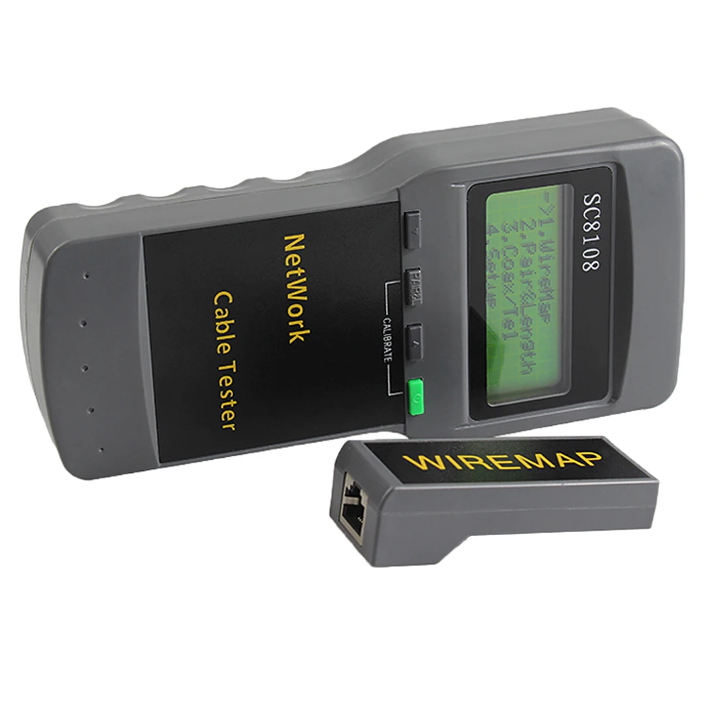 SC8108 LCD Network Tester  CAT5 RJ45 Portable Multifunction Wireless LAN Phone Meter Length Cable Network Tester Meter 