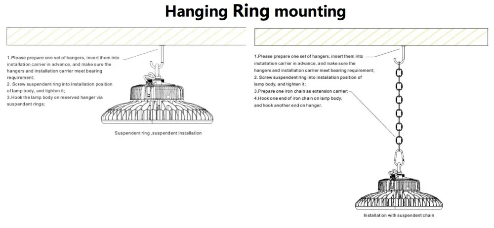 golon ufo LED high bay light installation mounting