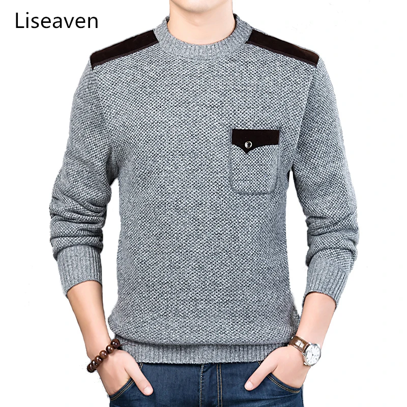 Liseaven Sweater For Mens Pullovers Slim Fit Jumpers Knitwear O Neck