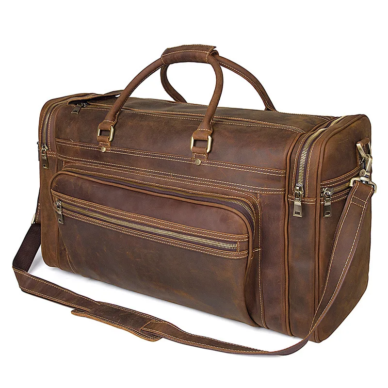 Men's Genuine Leather Bags Vintage Travel Bags Fashion Luggage Bags Cow Leather Bags