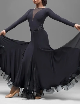 Black Adult modern dance costumes women ballroom dance dresses standard ballroom dancing clothe Competition standard dress