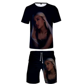 

Ariana Grande 3D print cool Basic Personality cool man Fashion comfortable 2 Pic Set Summer T-shirt+Short Pants Sets Sports