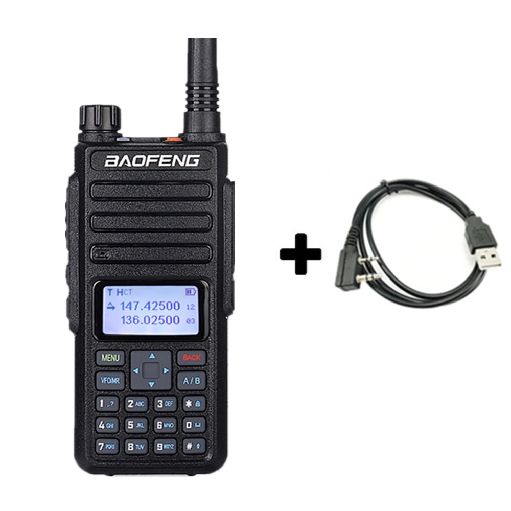 Baofeng DM-1801 иди и болтай Walkie Talkie “иди и 10 км Dual Time slot аналоговый DMR радио радиостанцией Профессиональный Dual Band DM 1801 радио Comunicador - Цвет: Add 1 program cable