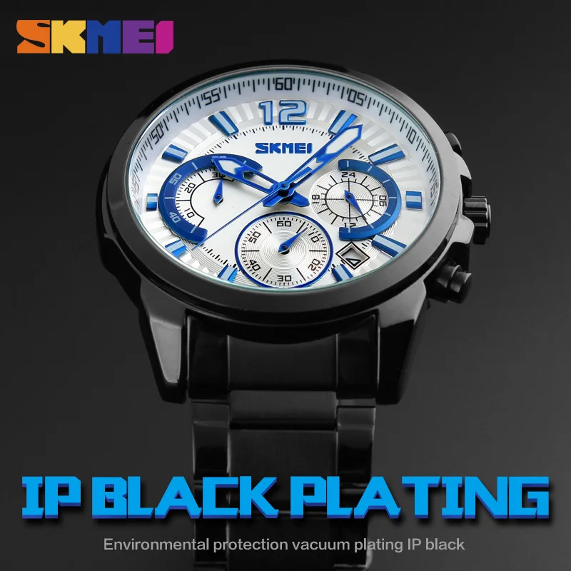 

Mens Fashion Casual Watches Complete Calendar Quartz Wristwatches 50M Waterproof Stainless Steel Business Watch Male Clock SKMEI