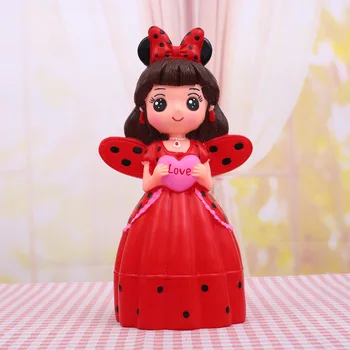 

New girl heart little princess girl piggy bank Silicone resistant fall big capacity girl doll piggy bank Y004 money box
