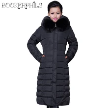 Длинная толстая теплая хлопковая зимняя куртка для женщин больших размеров, высококачественное приталенное зимнее пальто с меховым воротником, женская верхняя одежда, Женская парка XL-5XL