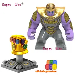 Один супер герой Новый танос Бесконечность Gauntlet с 6 драгоценных камней Marvel Мстители 4 Endgame Халк rocket building кубики, детские игрушки