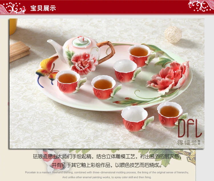 Эмалированный пеной кофейный набор китайский чайный набор кунг-фу Высококачественная Бытовая керамика чайный горшок чашка тисненая свадьба