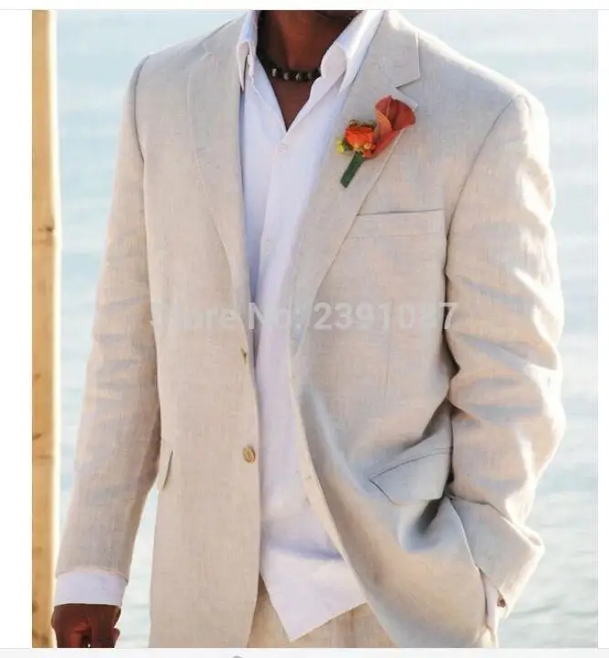 handsome Simple Linen Suits Men Wedding Tuxedos for Men Grooms Tuxedos Mens Suits Slim Fit Beach Groomsmen Suits Jacket Pant.jpg