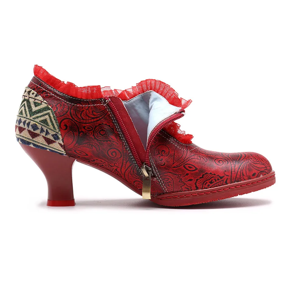 Wine Glasses Women Pumps European Vintage Hand Genuine Leather Shoes Embossed Stitching Spanish Style Four Seasons Women's Shoes (18)