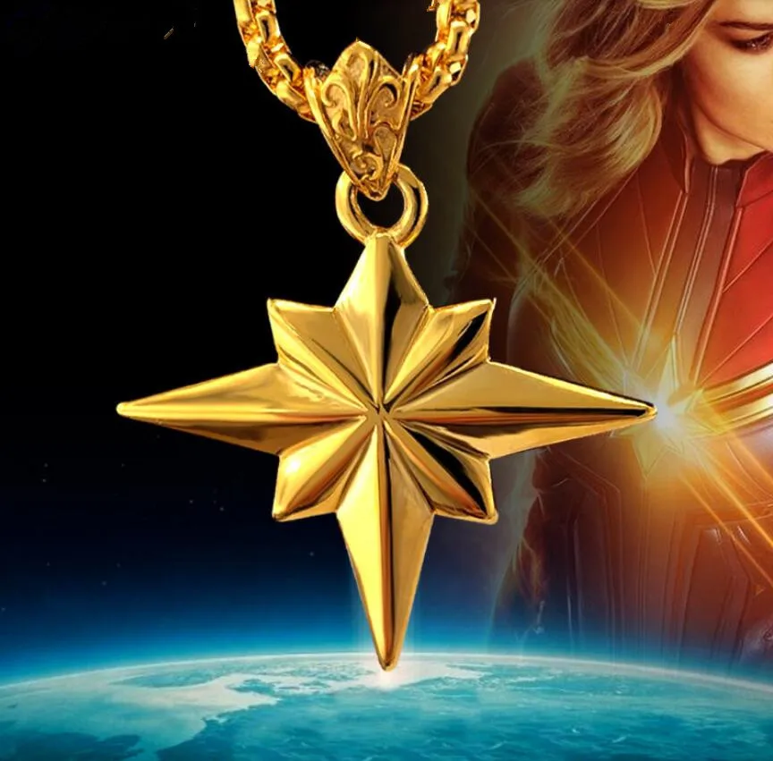 

Captain Marvel Star Pendant Necklace Cos gift Fashion Jewelry Steel Titanium