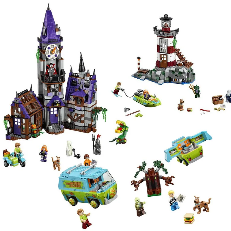 10432 Compatible Scooby Doo Figures Mystery Mansion Mysterious Ghost House 860pcs 75904 Blocks For Children Gift with legoed