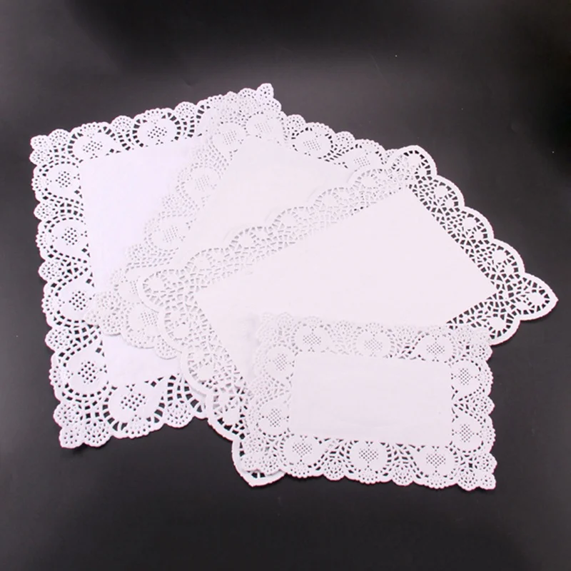 16 قطع تحديد الموقع الأبيض ورقة الرباط المفارش النفط واقية كعكة الخبز ورقة تحديد الموقع سادة غير سامة كعكة الديكور الاكسسوارات الجدول