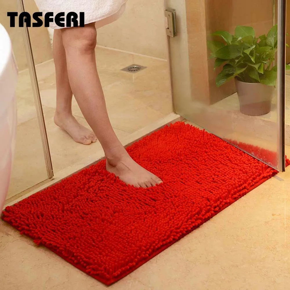 

Bath Microfiber Chenille Mat Soft Absorbent Solid Anti Slip Carpet Bath Mat Bedroom Rug Pad for Tiolet Bathroom Kitchen Rug