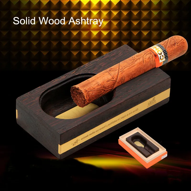 Практичный Портативный классический твердое дерево Титан дым слот 1 держатель классический сигар пепельница с подарочной коробке