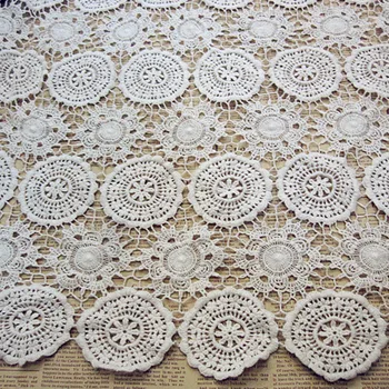 

110cm wide 100% cotton water soluble computer embroidery three-dimensional cutout autumn and winter dress clothes lace fabric