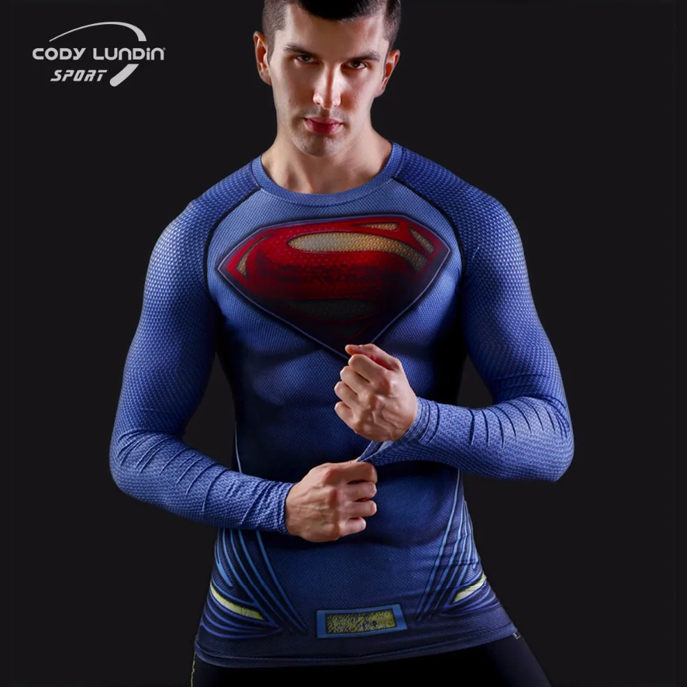 

Superman Printed Tshirts Men Compression Top Fitness T-shirts 2017 Novelty Slim Summer Tight Tee Superhero Crossfit codylundin