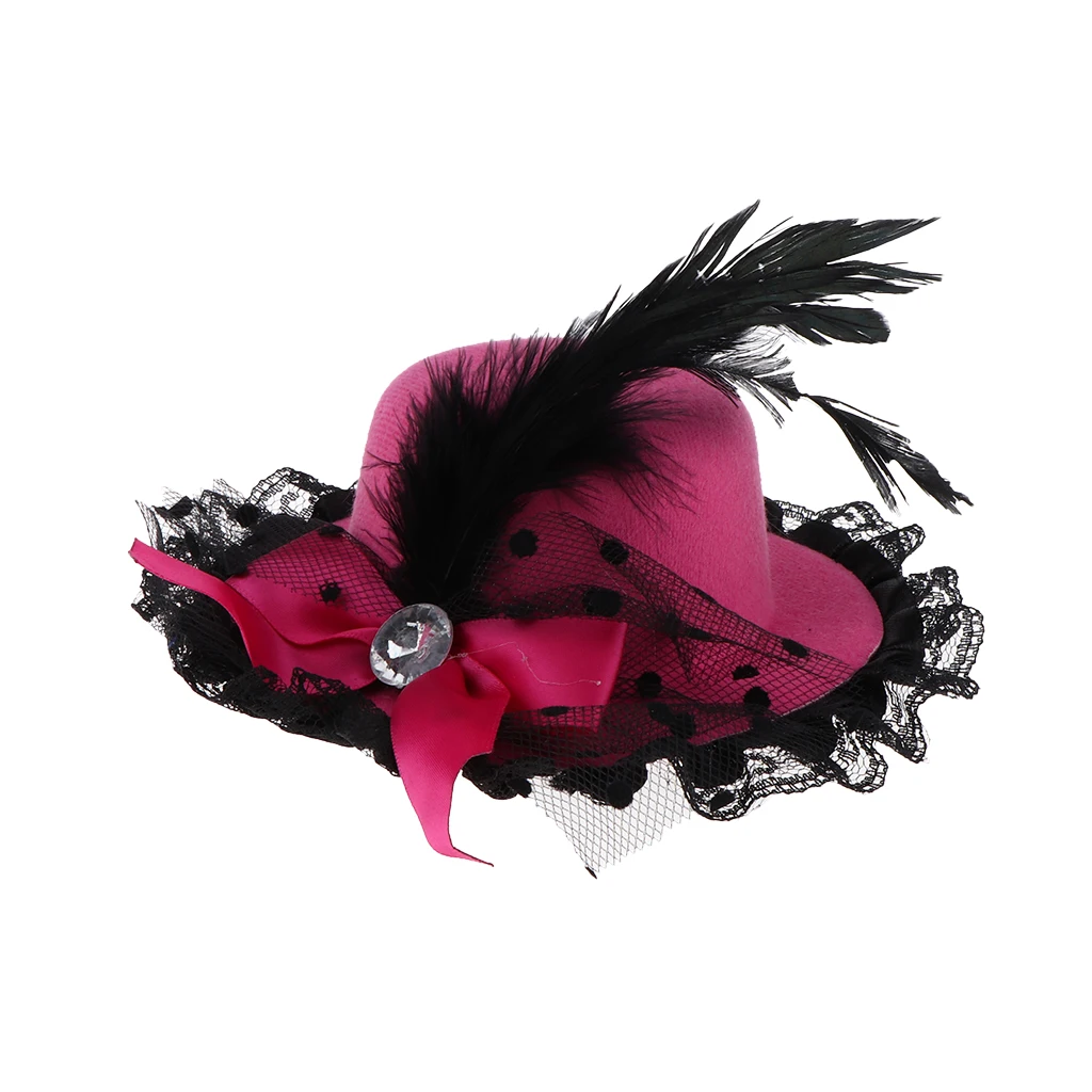 Vintage Bow-knot Cap Wide-Brim Top Hat For 1/3 BJD Dolls lace up hat for girls Doll Clothes Accessories Pink Red Black