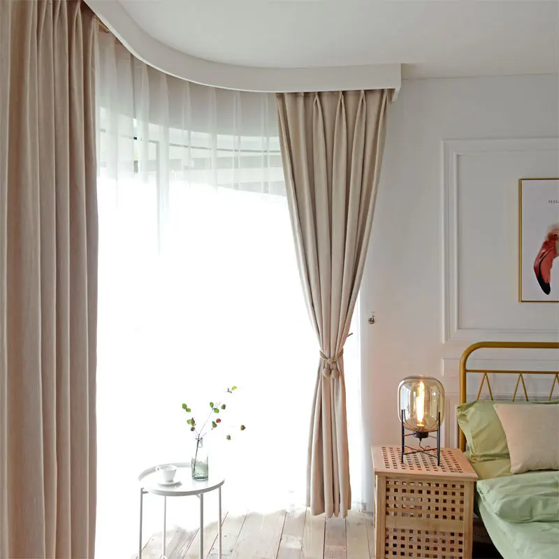 Cortinas de tratamiento de ventana de cortina opaca de Color sólido de lino de imitación ycenter cortinas de bloqueo de ruido para sala de estar de dormitorio