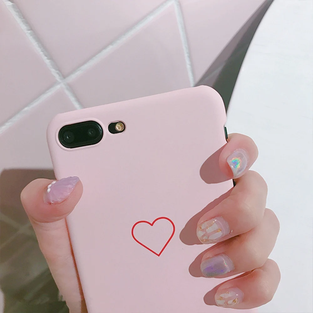 Black-Love-Heart-Phone-Case-for-iPhone-X-Cases-Fashion-Candy-Color-Hard-PC-Back-Cover(6)