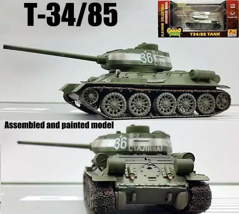 

WWII Russian T-34-85 tank 1944 1/72 finished non diecast Easy model