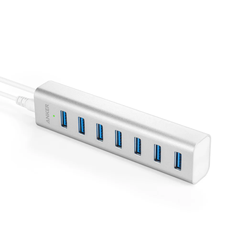  Hub de 7 puertos Anker Unibody USB 30 con Cable USB 30 integrado de pies adaptador de corriente de 