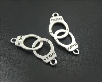 

20pcs Silver Color Metal Freedom Handcuffs Charm DIY Handmade Pendants Jewelry Findings