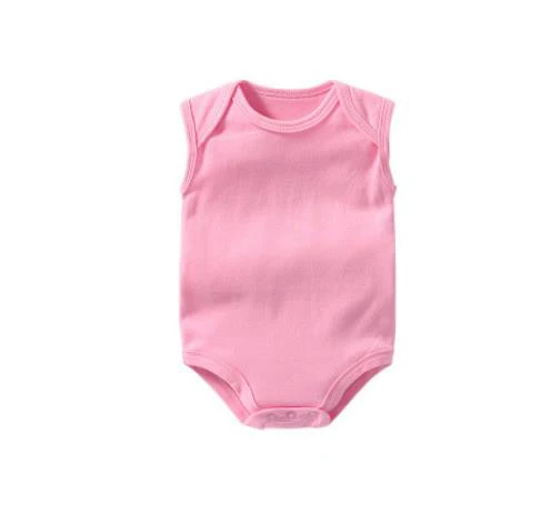 Детский комбинезон для новорожденных девочек без рукавов, комбинезон, одежда, Летние Твердые наряды, унисекс, детский комбинезон, 0-24 месяца - Цвет: pink