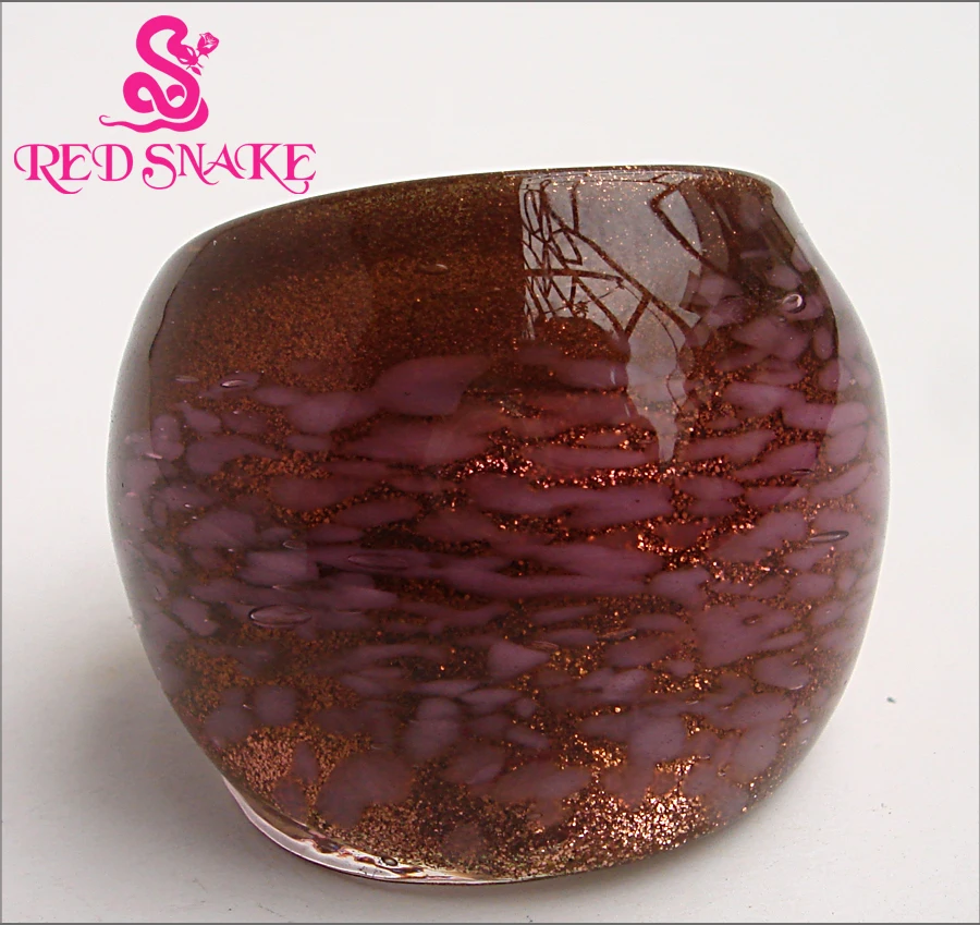 

RED SNAKE Fashion Ring Pure Handmade brown with points Murano Glass Rings