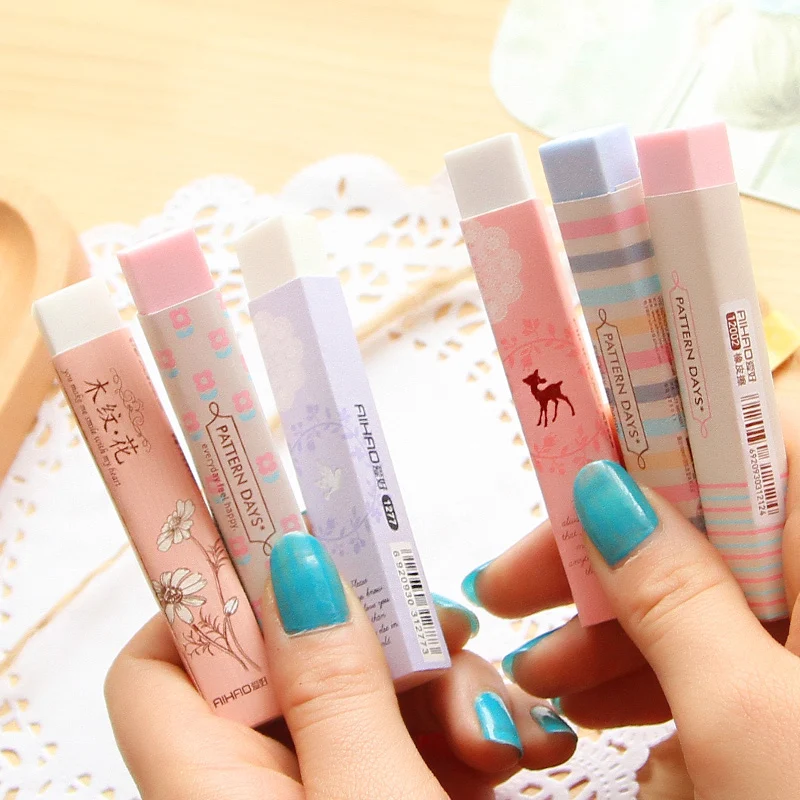 4PC Cute Kawaii Cartoon Flower Rubber Eraser Lovely Colored Eraser For