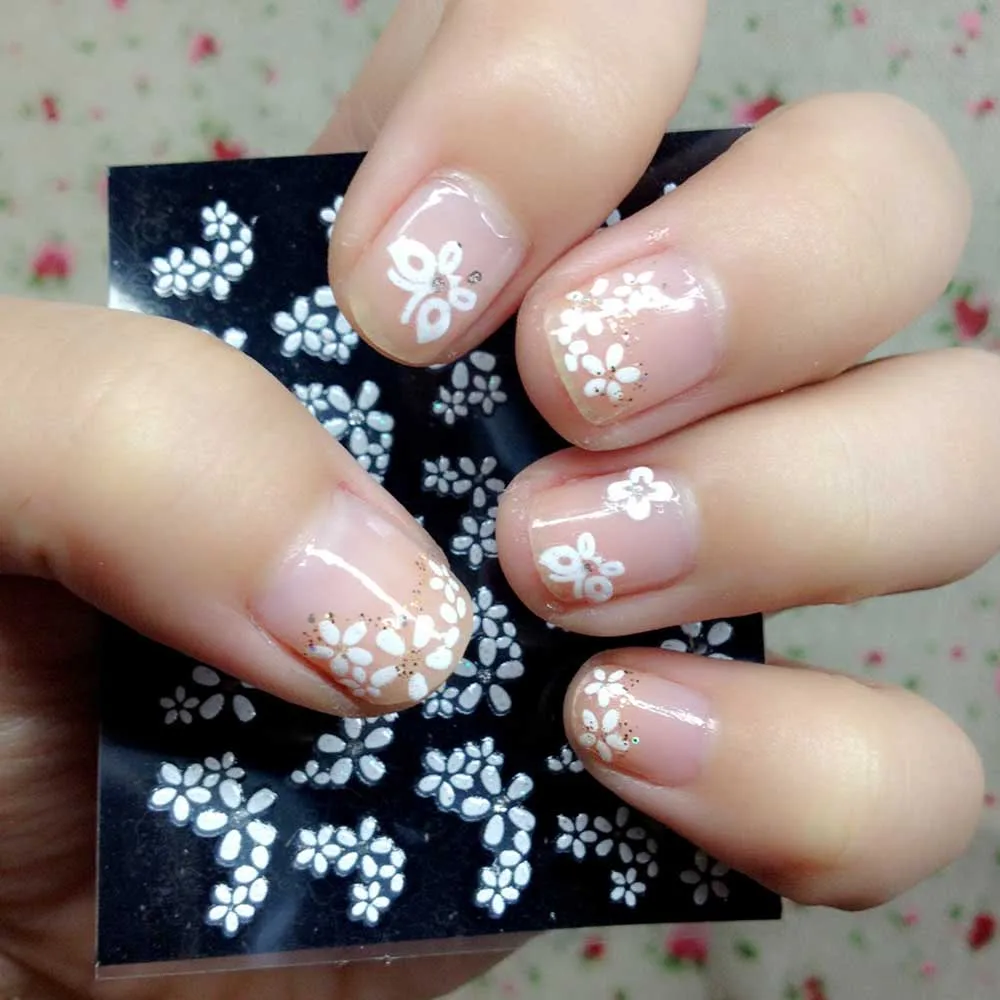 50 X листов 3D ногтей Стикеры наклейка Советы цветок наклейки для Nail фольга