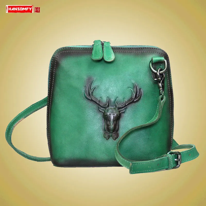

New retro Genuine Leather Women's handbag fashion female shoulder Messenger bag first layer leather tide small crossbody bags