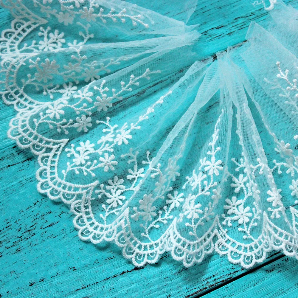 

1 Yard 11cm width Cotton Embroidered Lace Trim Sewing Ribbon Guipure Lace Fabric warp knitting Lace Trim DIY Garment Accessories