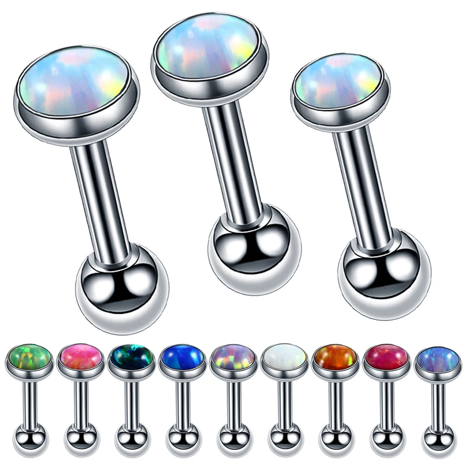 

2pcs/lot Steel Opal Earrings Helix Piercings Ear Tragus Cartilage Lobe Piercings Upper Ear Piercings Labret Ring Tragus Piercing