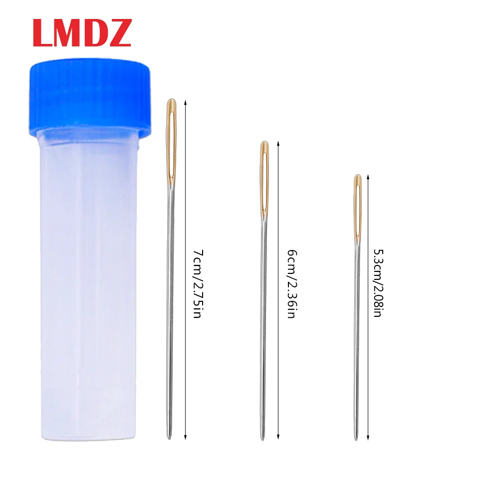 

LMDZ 20Pcs Big Eyes Needles for Ribbon Embroidery Sewing Needles Craft DIY Needlework Supplies 5.3cm 6cm 7cm With Bottle