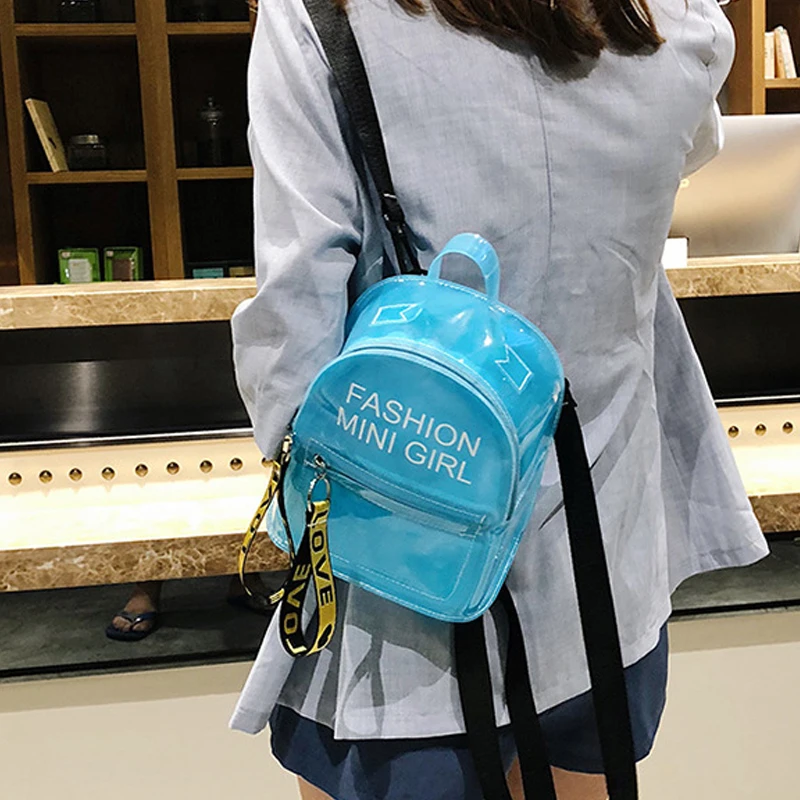 Женские прозрачные рюкзаки из ПВХ с буквенным принтом, дамские мини-рюкзаки, модные школьные сумки для студентов и девочек, желейные пластиковые маленькие сумки