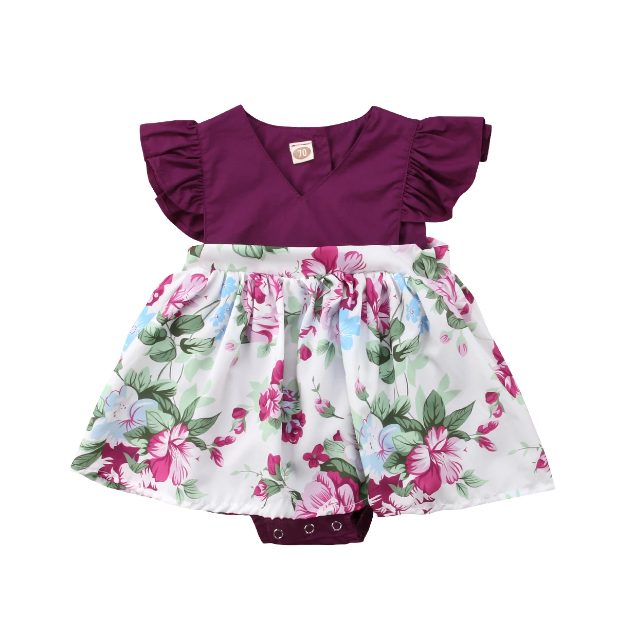 

Newborn Toddle Baby Girls Flower Bodysuit Dress Ruffle Sleeve Bodysuits Cotton Jumpsuit Sunsuit Outfits Clothes Baby Girl 0-24M
