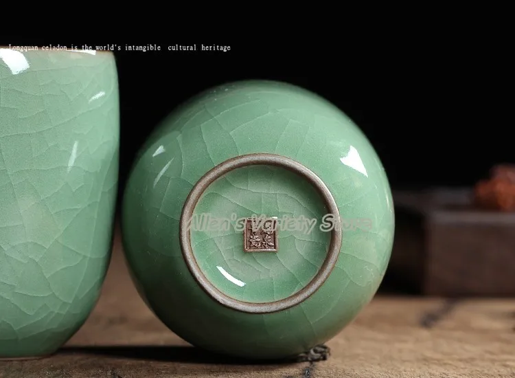 Изысканный Diyao Geyao Китай Фарфоровая чашка Ge печи Китайский Longquan Celadon миска гайвань Celadon кракле чашки чая 155 мл чайный набор