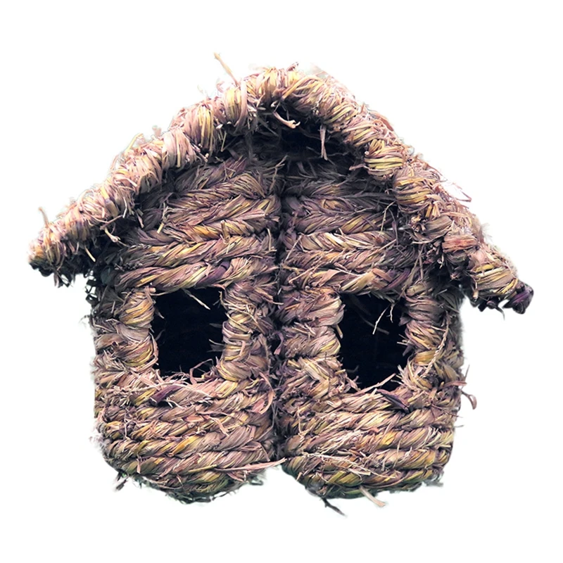 На открытом воздухе висящий Птичий дом птица место отдыха нетоксичный попугай гнезда с натуральной травой тканые садовые клетки птицы