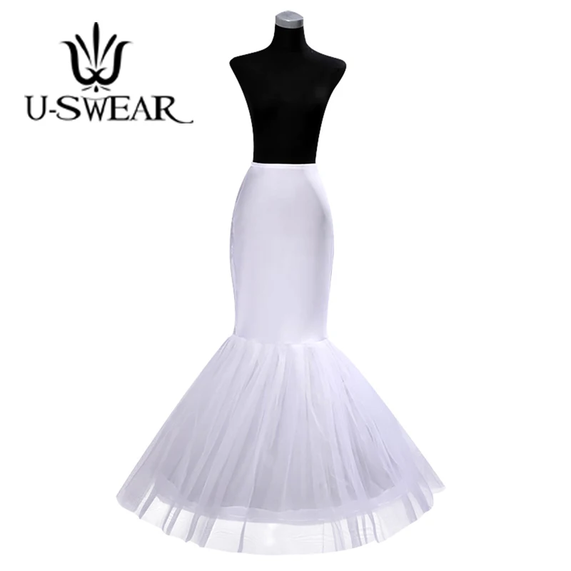 

U-SWEAR 2018 Hot Sale White Black Yarn Bridal Petticoats Tight Hips Ruffle Mesh Long Line Underskirt For Wedding Dress