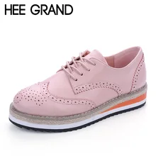 HEE GRAND Brogue Shoes Woman Candy Colors Platform Women Oxfords British Style Creepers Cut-Outs Flat Casual Women Shoes XWD4233