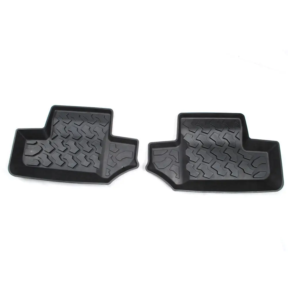 

BBQ@FUKA New Car Styling Accessories 1 Pair Blk Rubber Rear Row Floor Mats Liner Carpets For 2 Door Jeep Wrangler JK 2007-2015