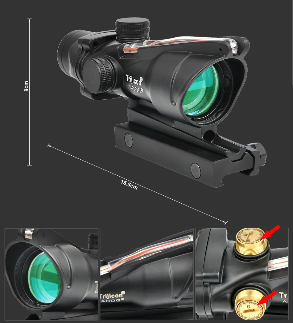 Trijicon ACOG 4X32 оптика из настоящего Волокна Красная точка с подсветкой шеврон стекло травленая сетка тактический оптический прицел охотничий прицел