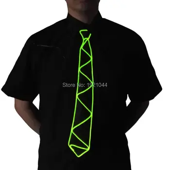 

Blinking Lighting Color Lemon green EL Wire LED Neon Light Flashing Necktie for Men Night Club Event Party Decoration