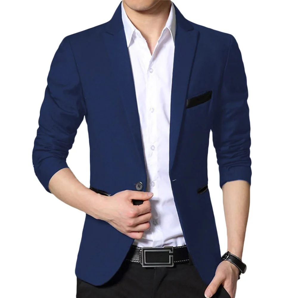 YUNCLOS 2019 New One Button Blazer for Men Casual Slim Fit Jackets Solid Color Business Wedding Party Men Blazer Jackets